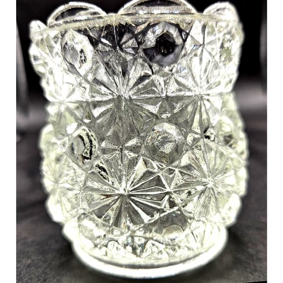 Vtg Daisy and Button Pressed Glass Clear Glass Votive Tealight Candles Holder - Picture 1 of 7